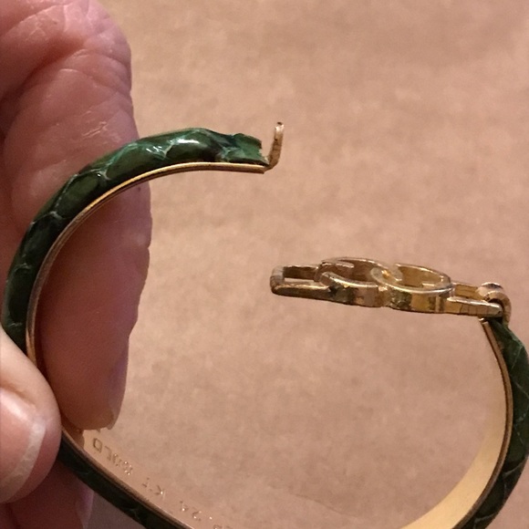 Vintage Gucci green snakeskin and 24K Gold plated bracelet Italy - Picture 11 of 12